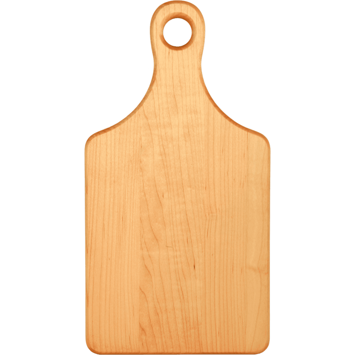 Maple paddle cutting board with hanging hole