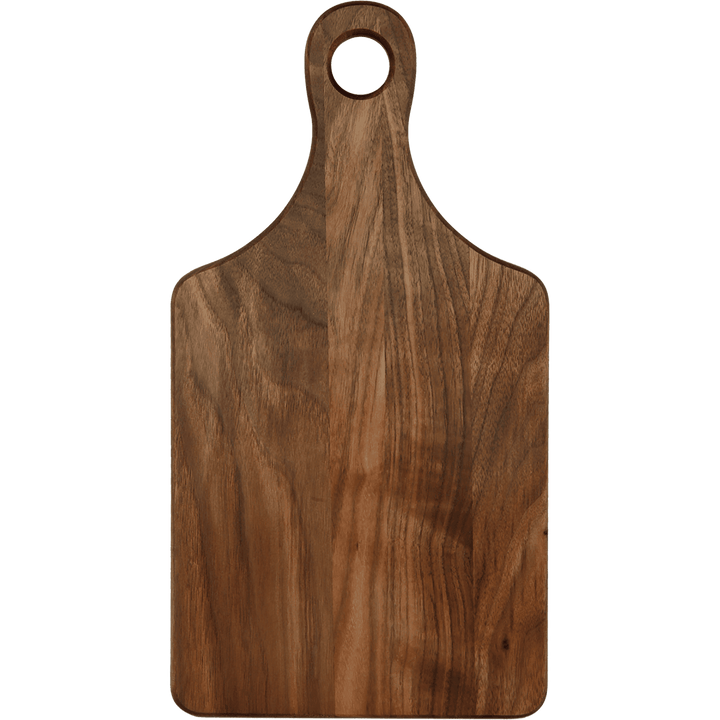 Walnut paddle cutting board with hanging hole