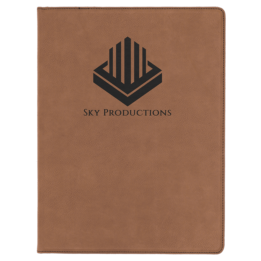 Dark Brown 9 1/2" x 12" Laserable Leatherette Portfolio with Notepad