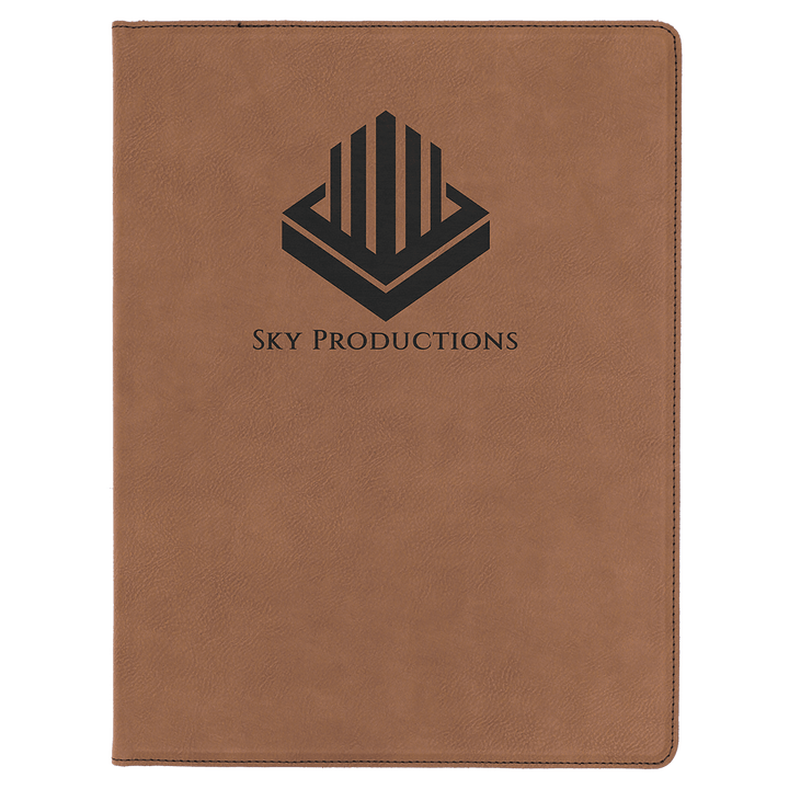 Dark Brown 9 1/2" x 12" Laserable Leatherette Portfolio with Notepad