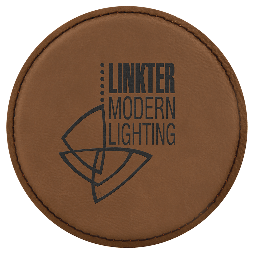 Dark Brown 4" Round Laserable Leatherette Coaster