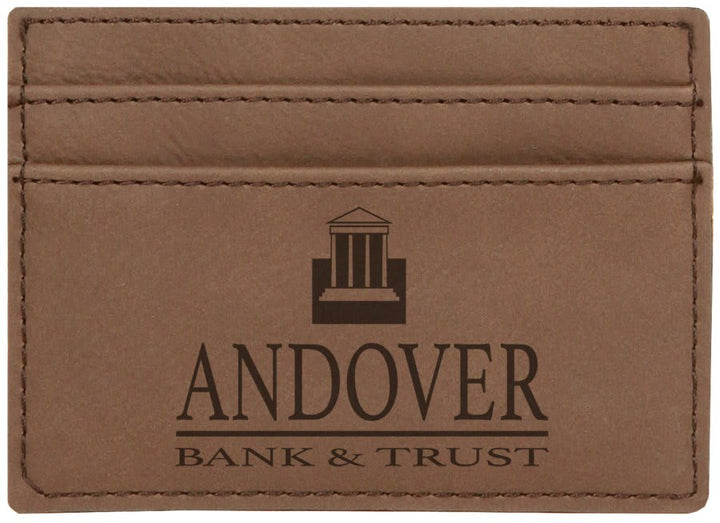Dark Brown 4" x 2 3/4" Laserable Leatherette Wallet Clip