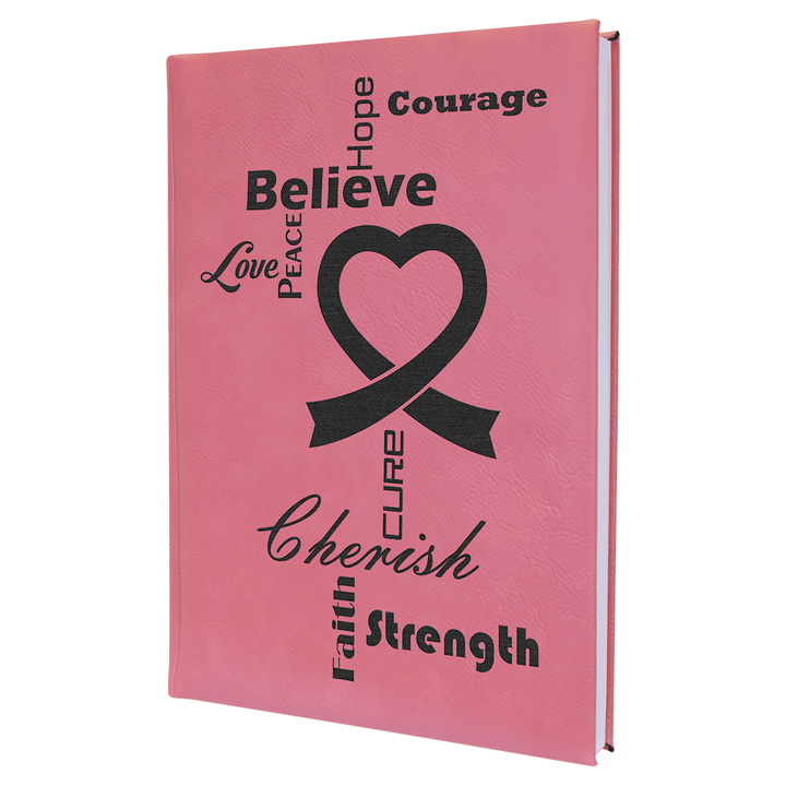 Pink 7" x 9 3/4" Laserable Leatherette Journal with Lined Notepad