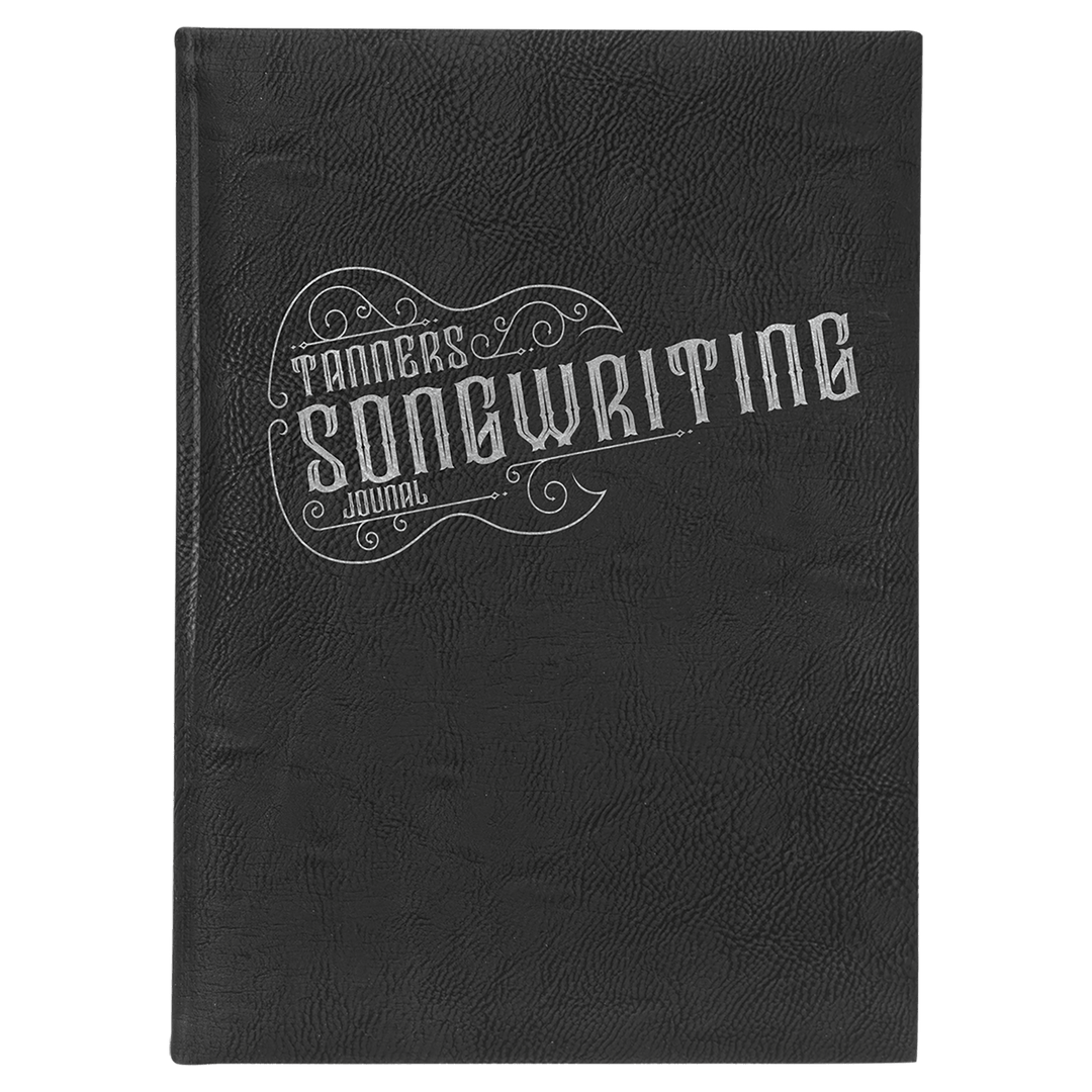 Black/Silver 7" x 9 3/4" Laserable Leatherette Journal with Lined Notepad