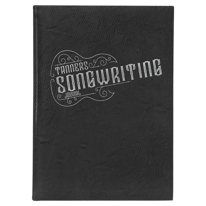 Black/Silver 7" x 9 3/4" Laserable Leatherette Journal with Lined Notepad