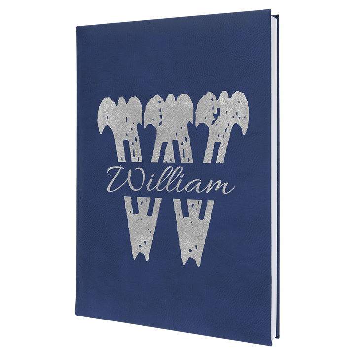 Blue/Silver 7" x 9 3/4" Laserable Leatherette Journal with Lined Notepad