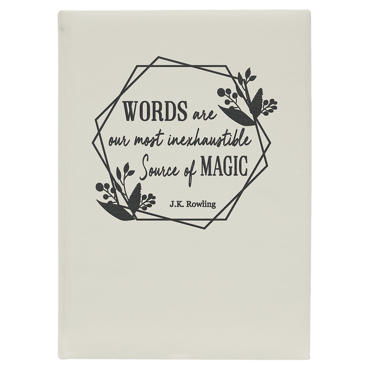 White/Black 7" x 9 3/4" Laserable Leatherette Journal with Lined Notepad