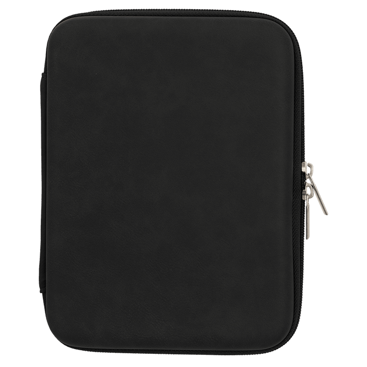 Black/silver leatherette cord case, closed