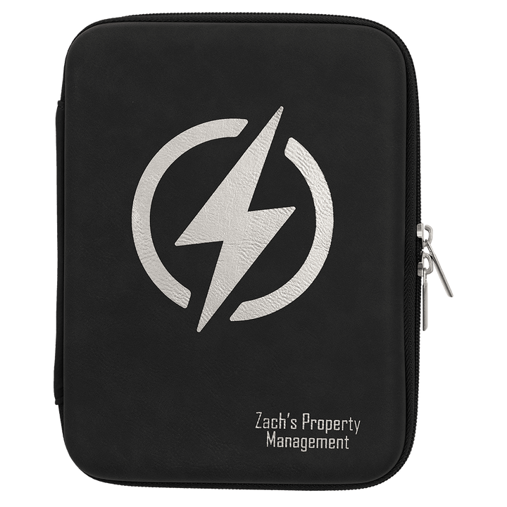 Leatherette cord case in Black/Silver