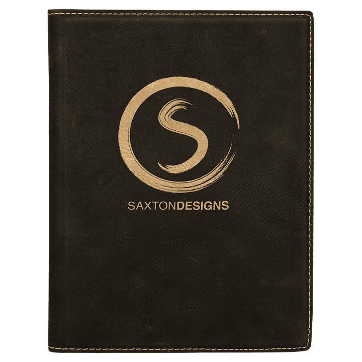 Black/Gold 7" x 9" Laserable Leatherette Small Portfolio with Notepad