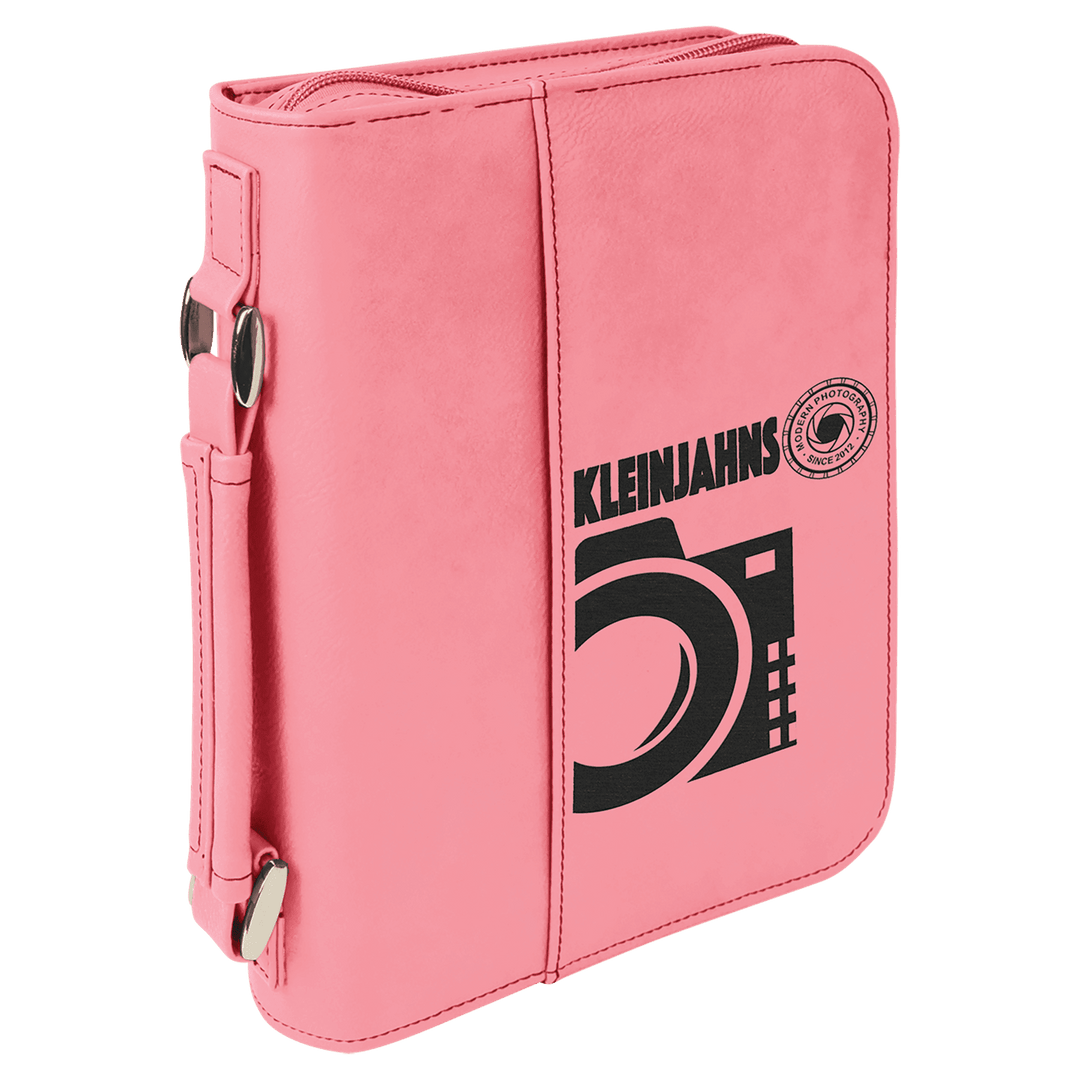 Personalized Leatherette Bible Cover in 6 3/4" x 9 1/4" / Pink