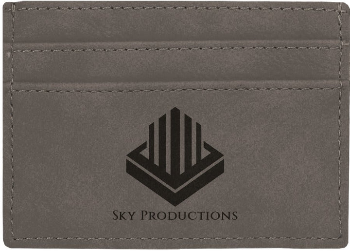 Gray 4" x 2 3/4" Laserable Leatherette Wallet Clip