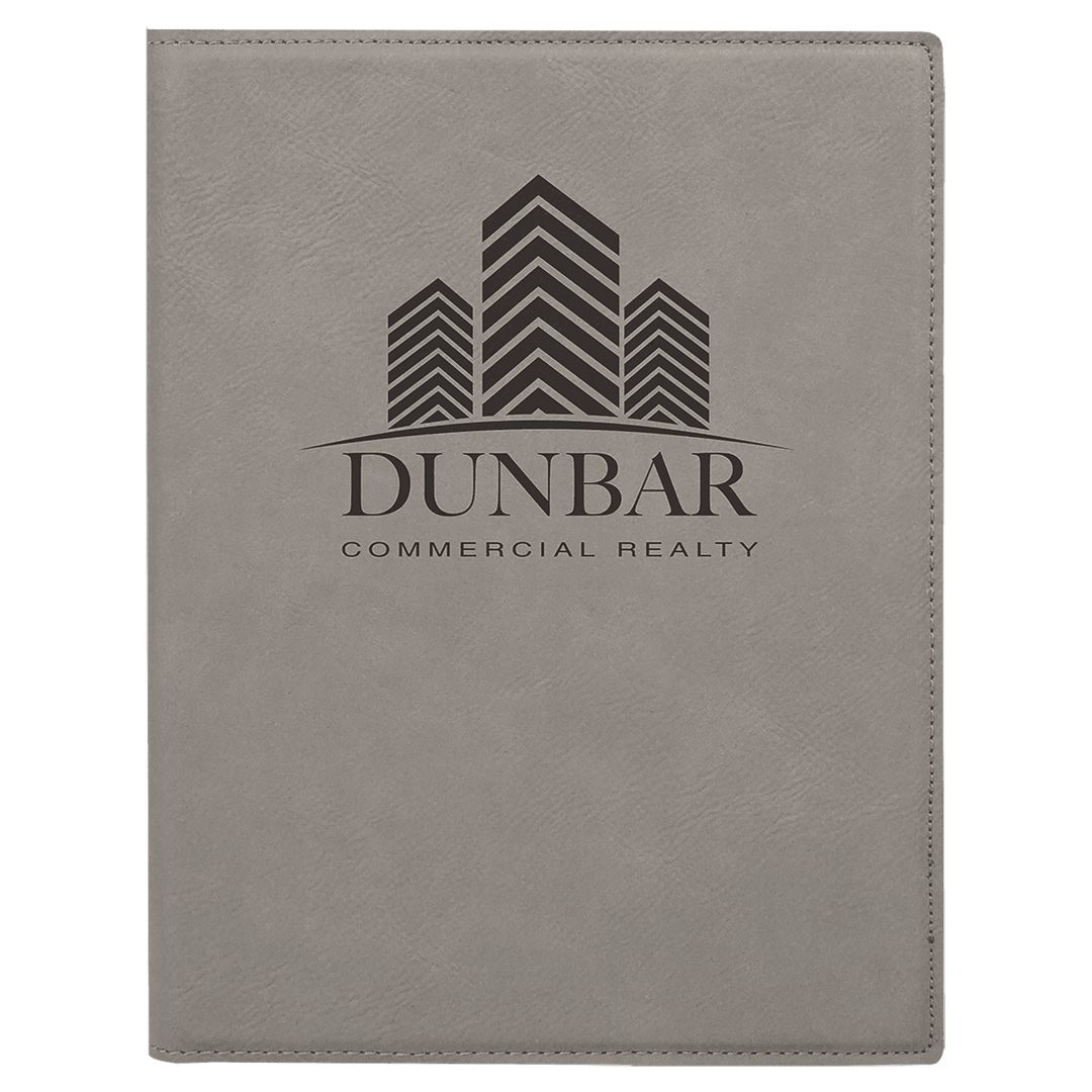 Gray 7" x 9" Laserable Leatherette Small Portfolio with Notepad