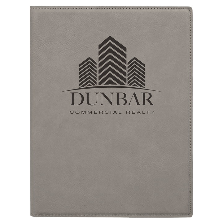 Gray 7" x 9" Laserable Leatherette Small Portfolio with Notepad