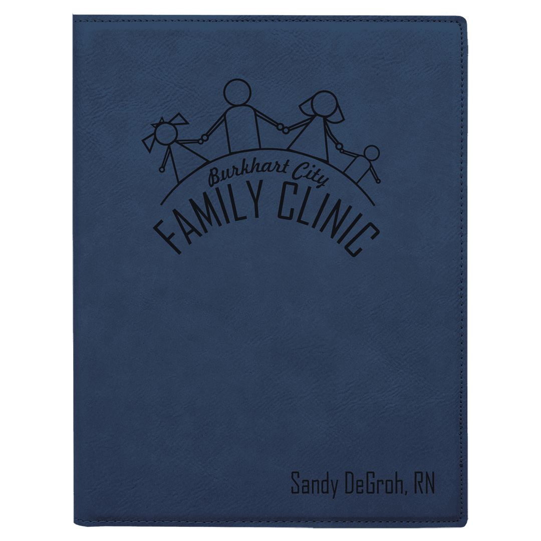 Blue/Black 7" x 9" Laserable Leatherette Small Portfolio with Notepad