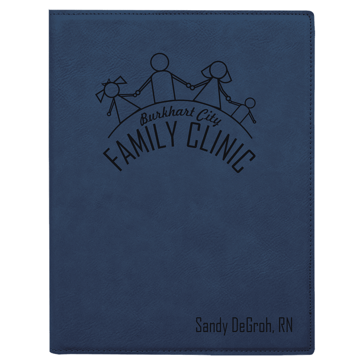Blue/Black 7" x 9" Laserable Leatherette Small Portfolio with Notepad
