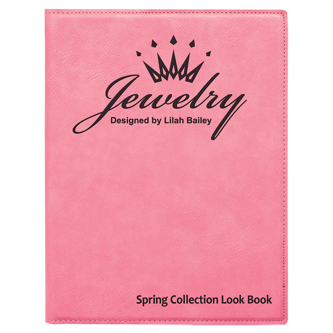 Pink 7" x 9" Laserable Leatherette Small Portfolio with Notepad