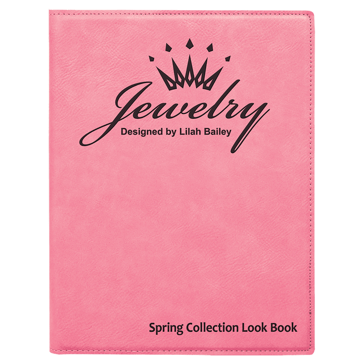 Pink 7" x 9" Laserable Leatherette Small Portfolio with Notepad