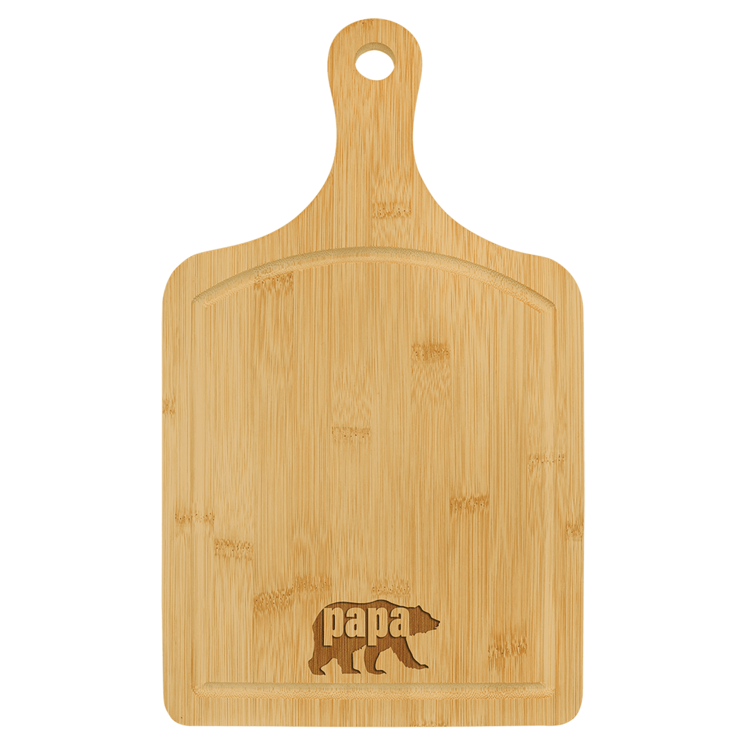 15 1/2" x 9" Bamboo Cutting Board Paddle Shape with Drip Ring