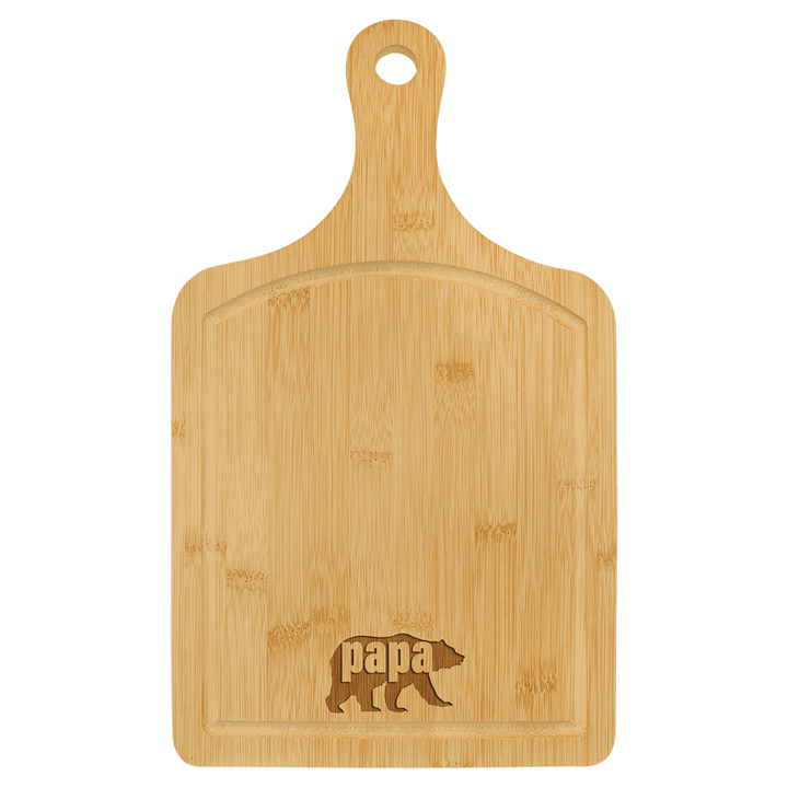 15 1/2" x 9" Bamboo Cutting Board Paddle Shape with Drip Ring