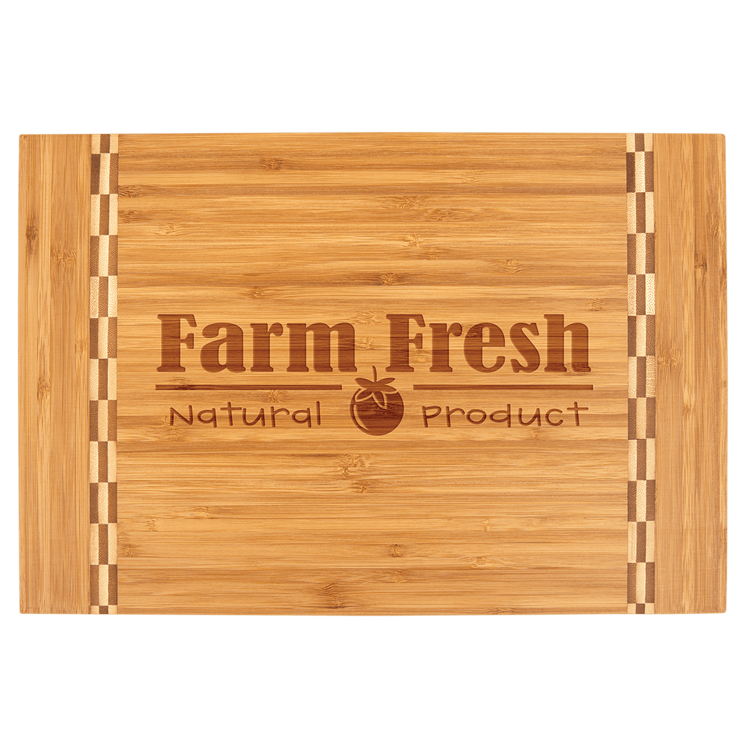 15" x 10 1/4" Bamboo Cutting Board with Butcher Block Inlay