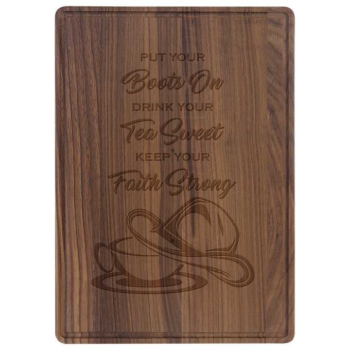 13 3/4" x 9 3/4" Walnut Cutting Board with Drip Ring
