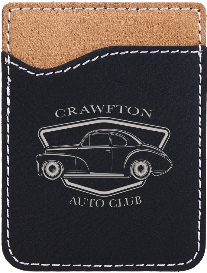 Leatherette phone wallet in Black/Silver