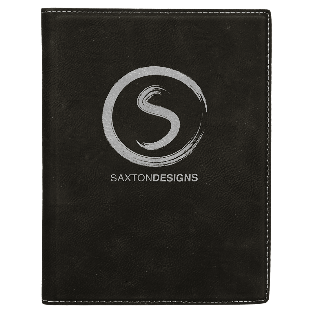 Black/Silver 7" x 9" Laserable Leatherette Small Portfolio with Notepad