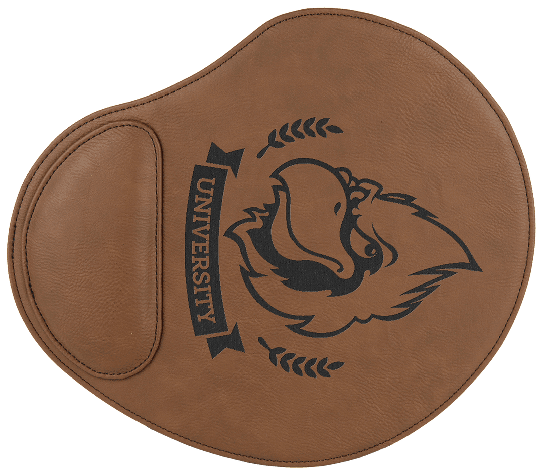 Engraved Leatherette Mouse Pad with Logo in Dark Brown