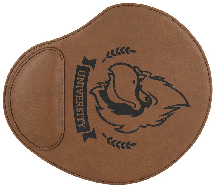 Engraved Leatherette Mouse Pad with Logo in Dark Brown