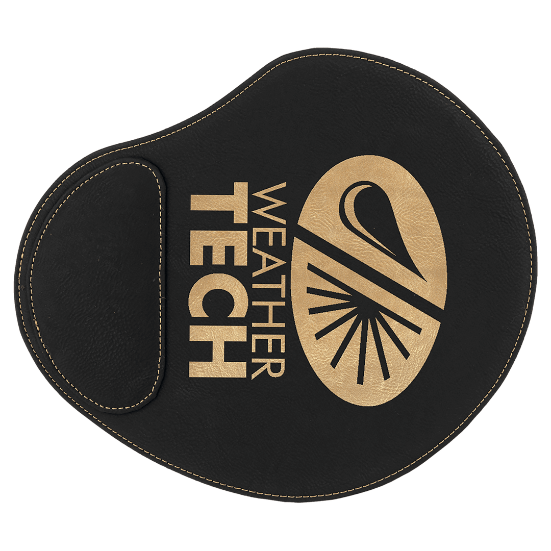 Engraved Leatherette Mouse Pad with Logo in Black/Gold