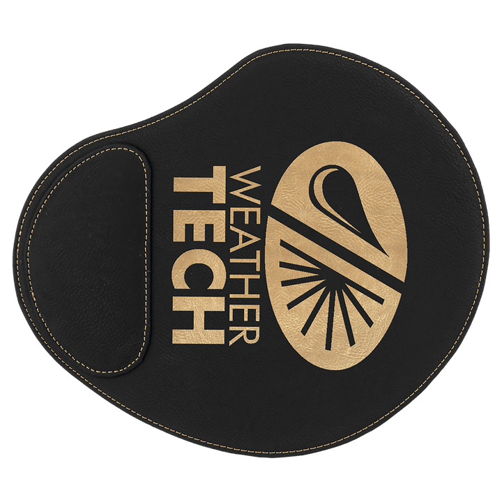 Engraved Leatherette Mouse Pad with Logo in Black/Gold