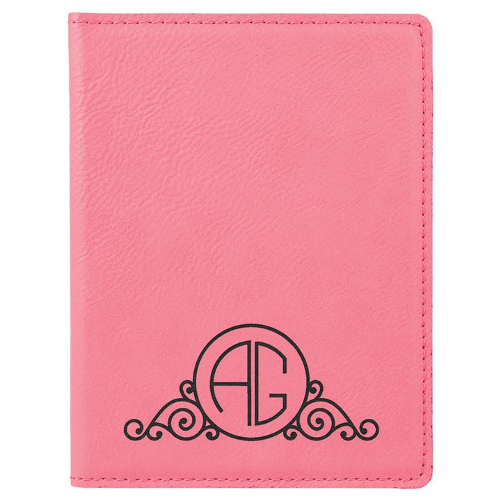 Pink 4 1/4" x 5 1/2" Laserable Leatherette Passport Holder