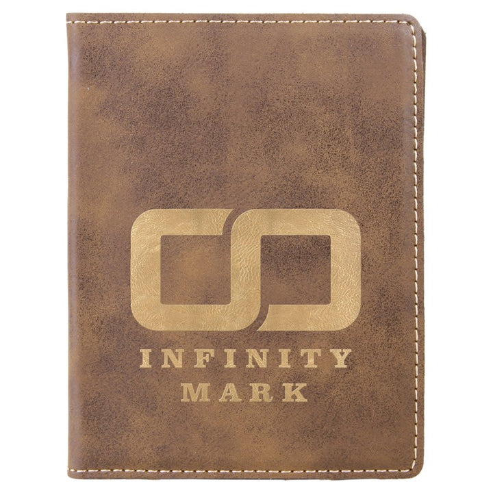 4 1/4" x 5 1/2" Rustic/Gold Laserable Leatherette Passport Holder