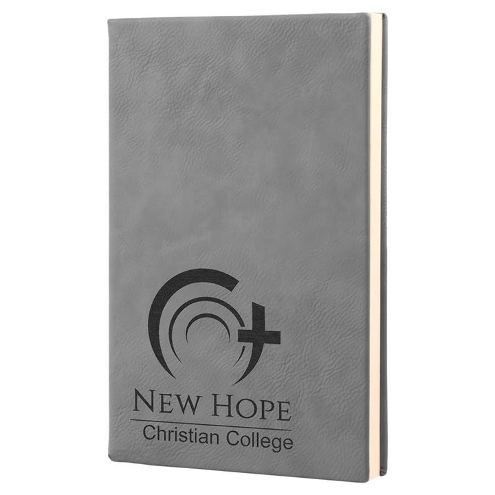 Gray 5 1/4" x 8 1/4" Laserable Leatherette Journal with Lined Notepad