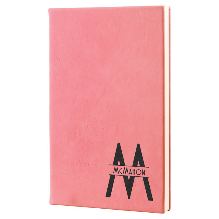 Pink 5 1/4" x 8 1/4" Laserable Leatherette Journal with Lined Notepad