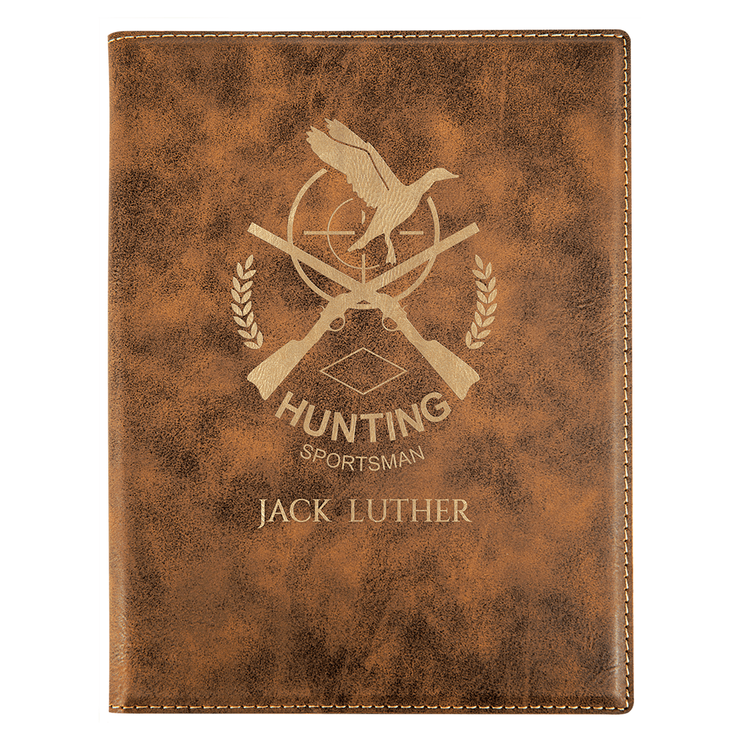 7" x 9" Rustic/Gold Laserable Leatherette Small Portfolio with Notepad
