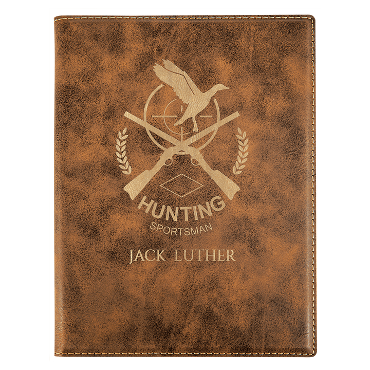 7" x 9" Rustic/Gold Laserable Leatherette Small Portfolio with Notepad