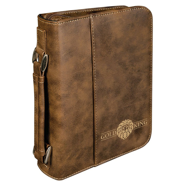 Personalized Leatherette Bible Cover in 6 3/4" x 9 1/4" / Rustic/Gold