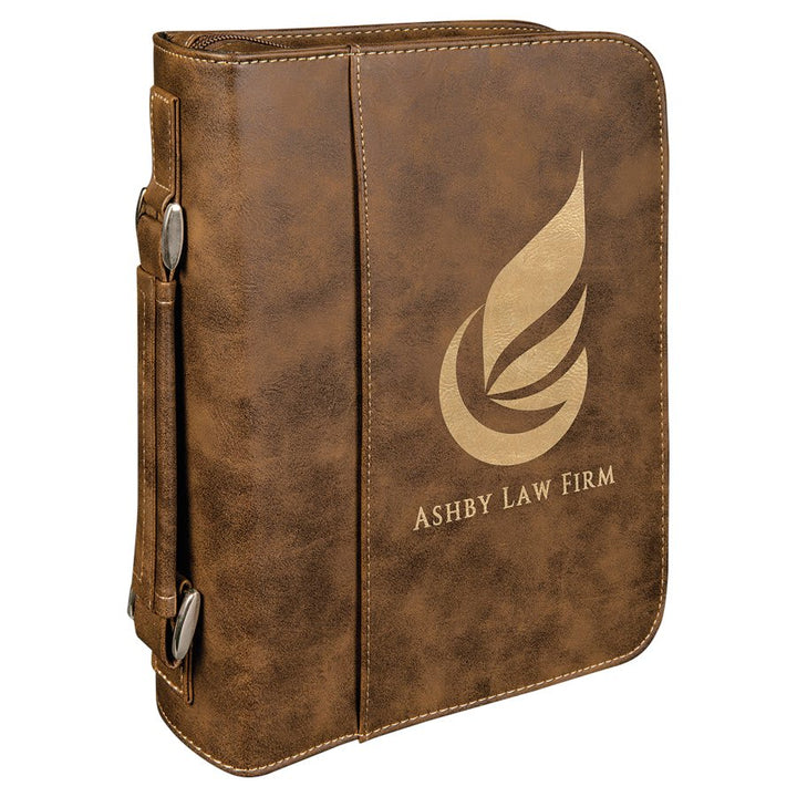 Personalized Leatherette Bible Cover in 7 1/2" x 10 3/4" / Rustic/Gold
