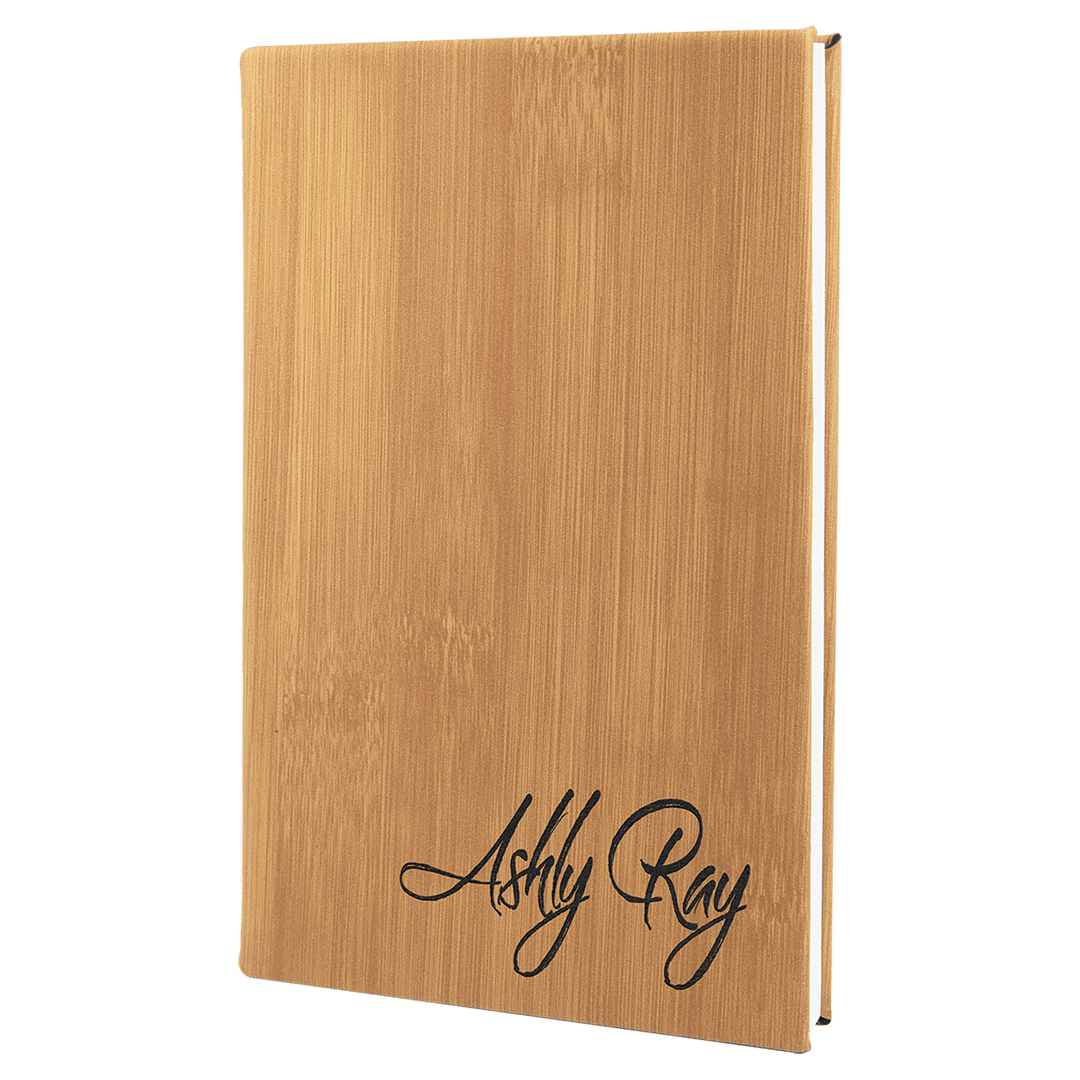 Bamboo 5 1/4" x 8 1/4" Laserable Leatherette Journal with Lined Notepad