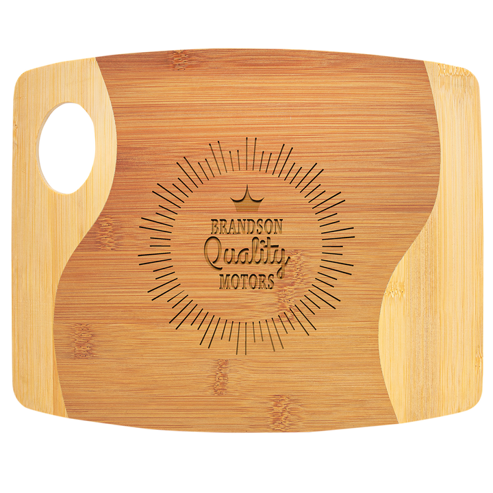 11" x 9" x 5/16" Bamboo Two Tone Cutting Board with Handle