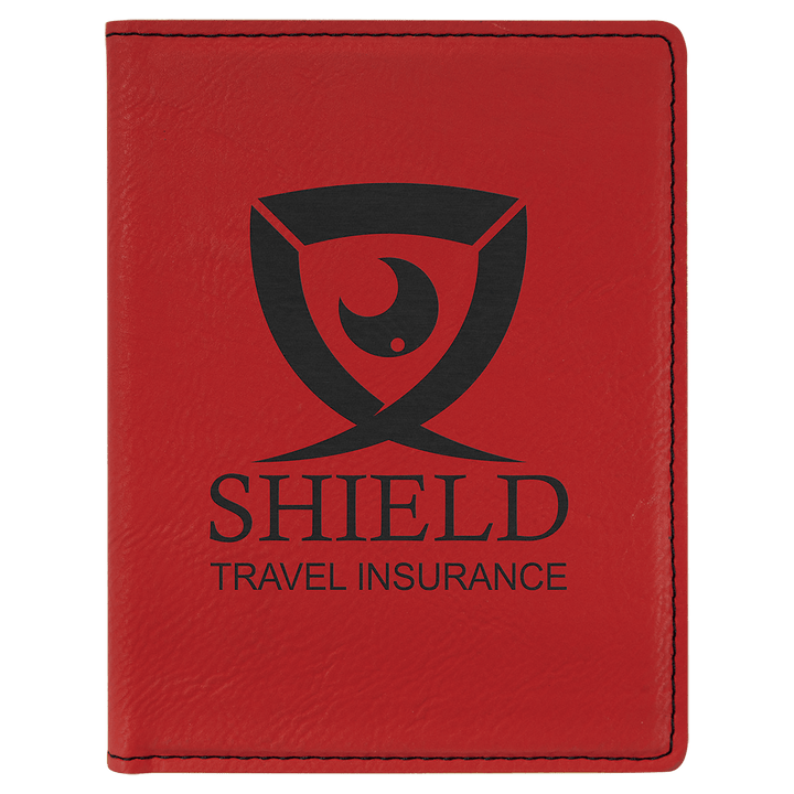 Red 4 1/4" x 5 1/2" Laserable Leatherette Passport Holder