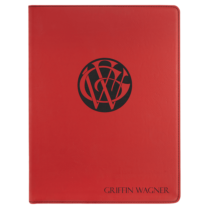 Red 9 1/2" x 12" Laserable Leatherette Portfolio with Notepad