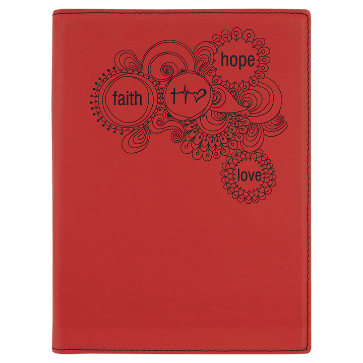 Red 7" x 9" Laserable Leatherette Small Portfolio with Notepad