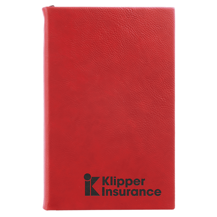 Red 5 1/4" x 8 1/4" Laserable Leatherette Journal with Lined Notepad