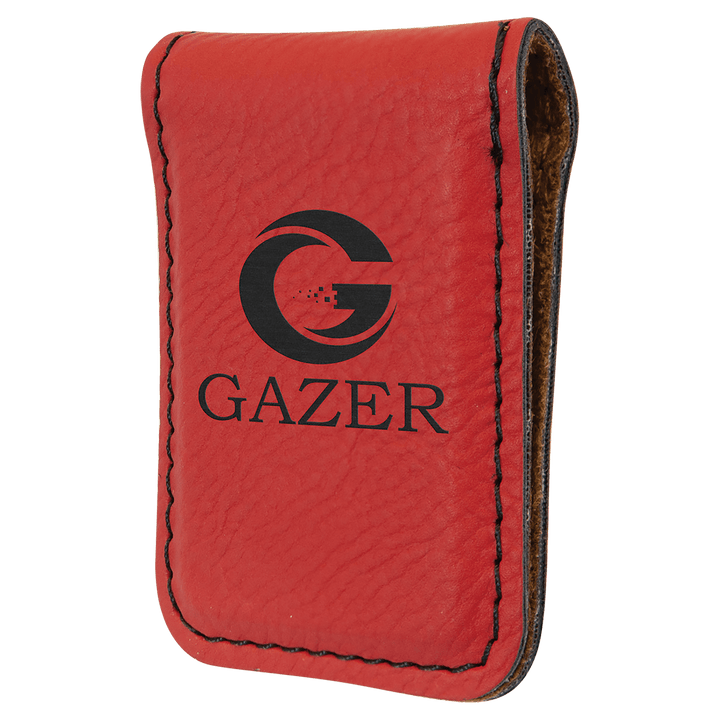 Red 1 3/4" x 2 1/2" Laserable Leatherette Money Clip