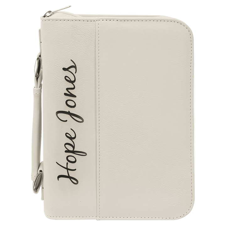 Personalized Leatherette Bible Cover in 6 3/4" x 9 1/4" / White
