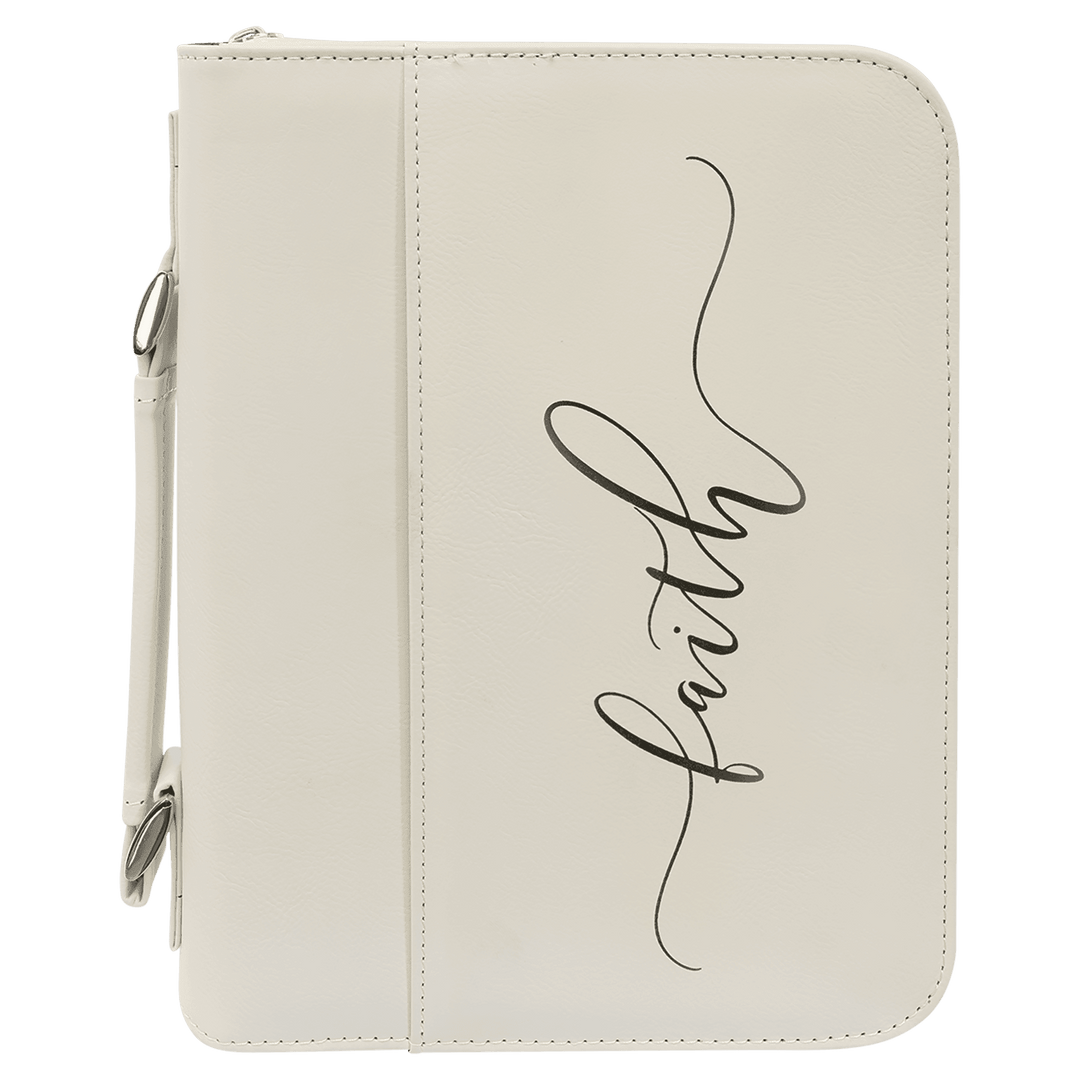 Personalized Leatherette Bible Cover in 7 1/2" x 10 3/4" / White