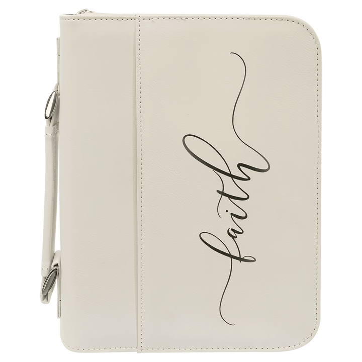 Personalized Leatherette Bible Cover in 7 1/2" x 10 3/4" / White